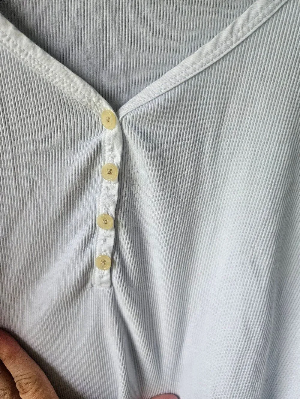 Old Navy White Puff Sleeve Henley Top Size XL